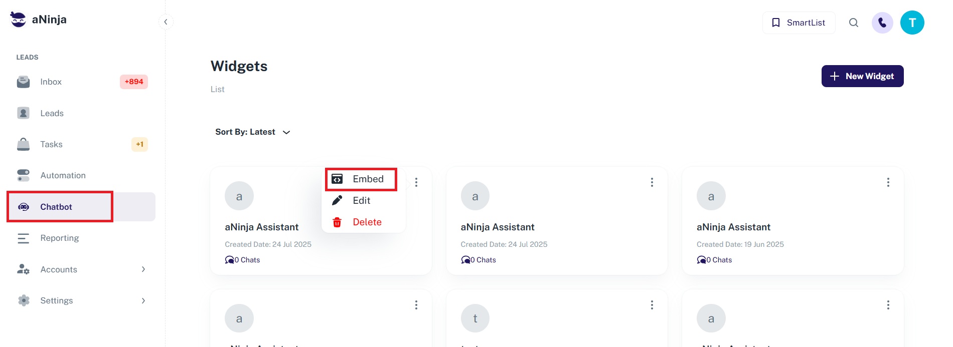 Chatbot section screenshot