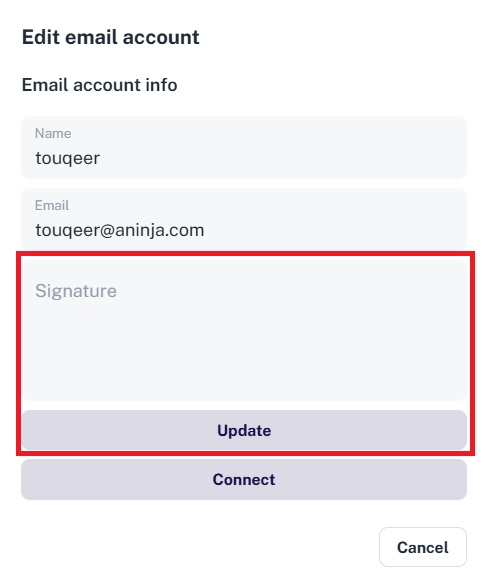 Signature box screenshot