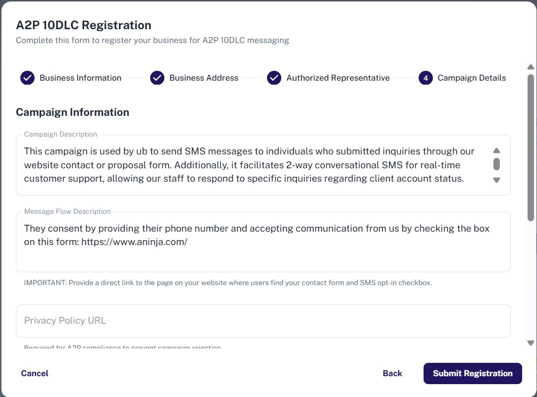 aninja-a2p-twilio-fourth-step